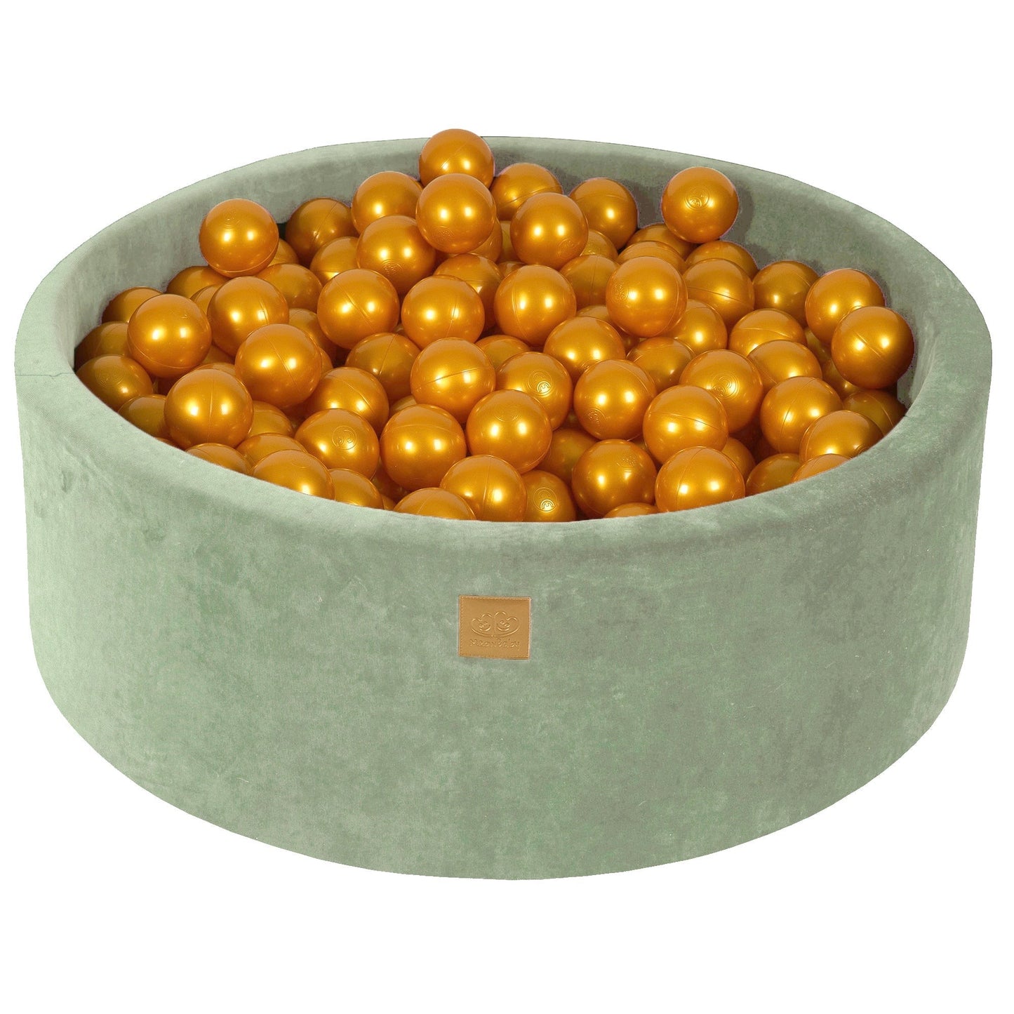 Ronde Ballenbak Met 200 Gouden Ballen 90x30cm Salie Fluweel by MeowBaby