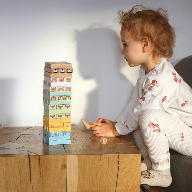 Houten Wiebeltoren Vaardigheidsspel Dieren Pastelkleuren by Woopie Let's Go Green