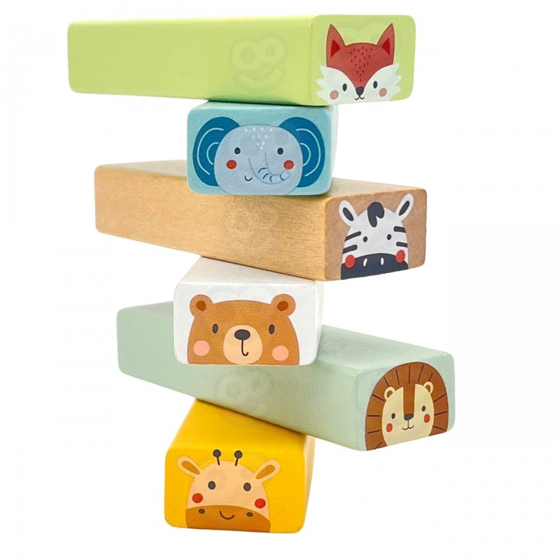 Houten Wiebeltoren Vaardigheidsspel Dieren Pastelkleuren by Woopie Let's Go Green