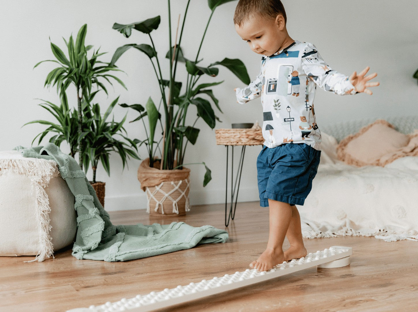 Evenwichtsbalk Dubbelzijdig Puntjes Houten Natuurlijk by Ette Tete