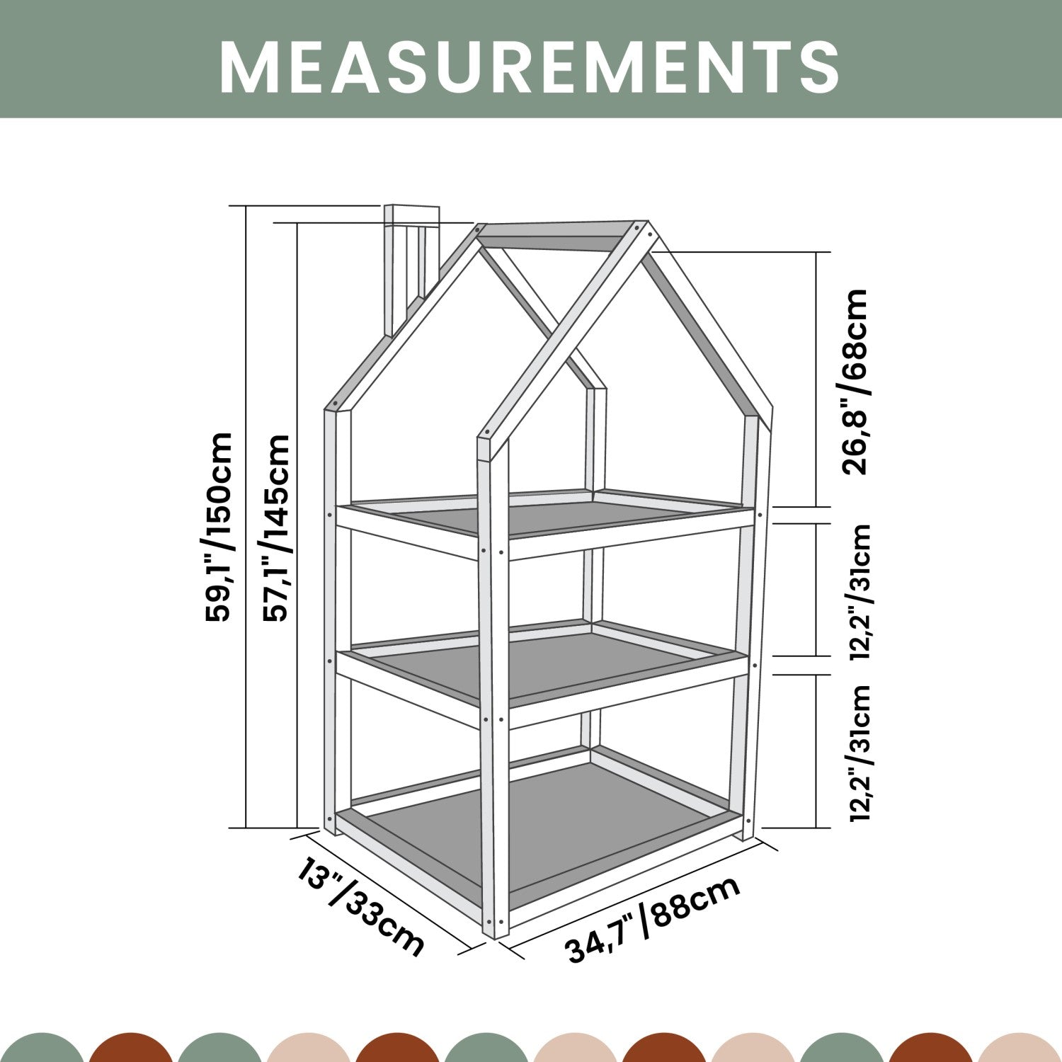 Huisvormige Boekenkast Montessori Kinderkamer Vrijstaand by Montessori House Bed