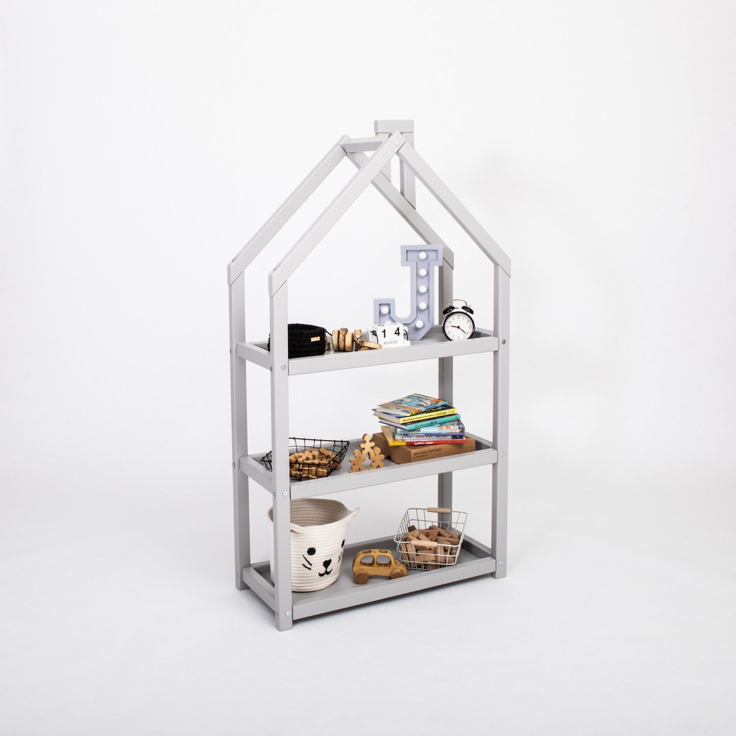 Huisvormige Boekenkast Montessori Kinderkamer Vrijstaand by Montessori House Bed