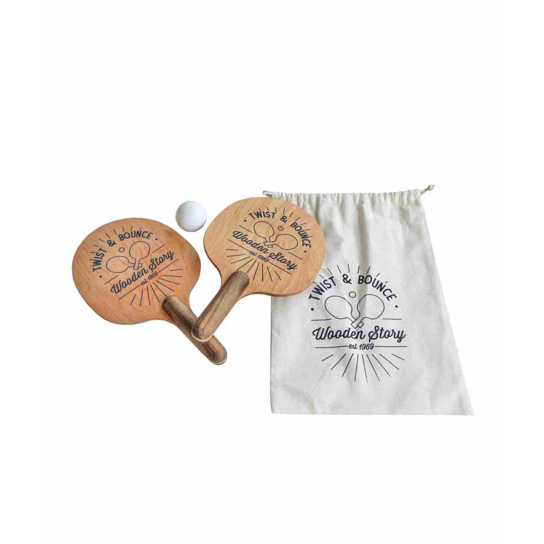 Houten Pingpongbatjes Volledige Pakket Met Draagtas by Wooden Story