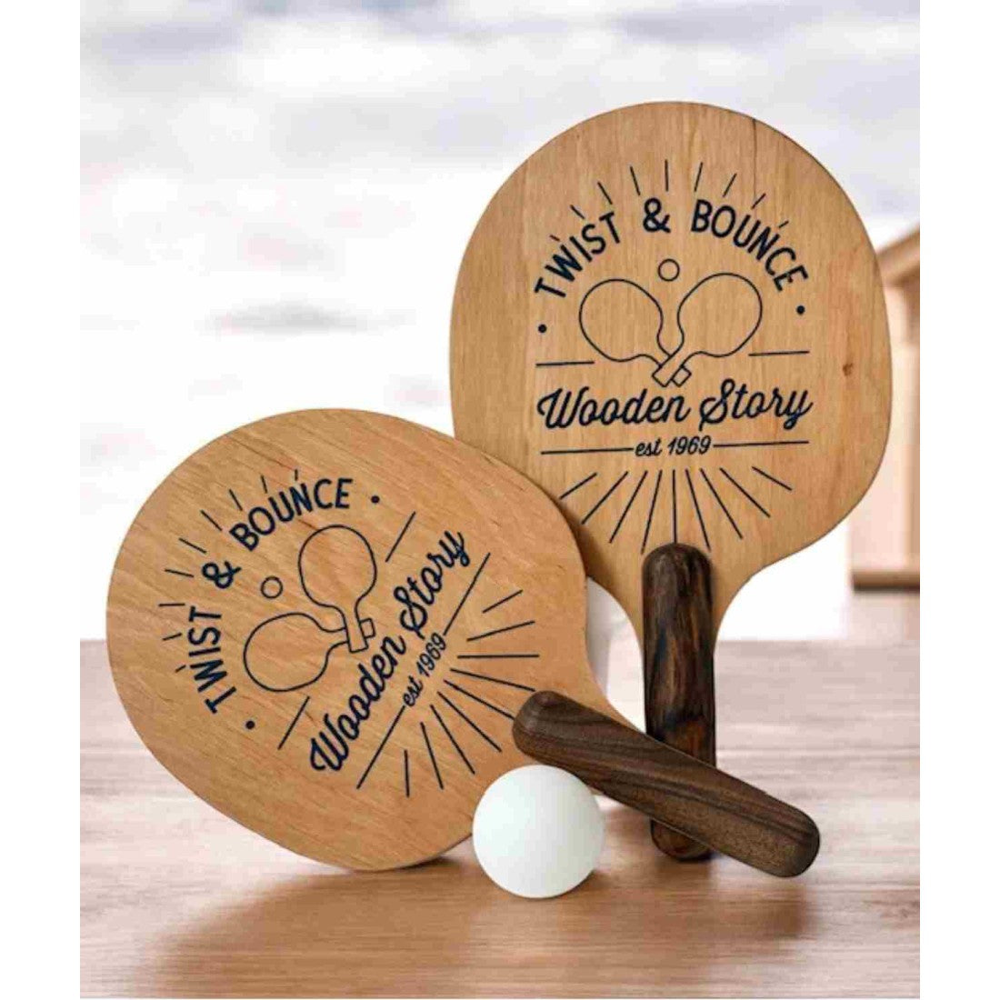 Houten Pingpongbatjes Volledige Pakket Met Draagtas by Wooden Story