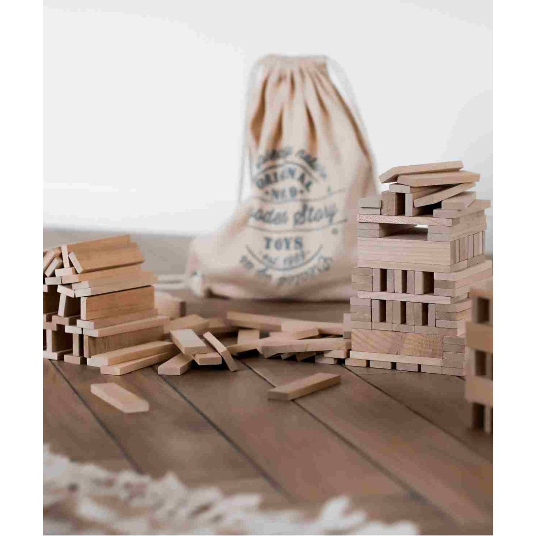 Houten Blokken in Zak | Naturel (200-delig) by Wooden Story