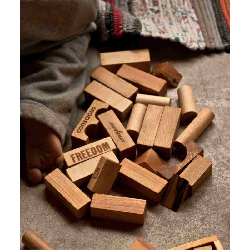 Houten Blokken in Zak | Naturel (100-delig) by Wooden Story