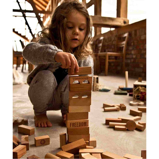 Houten Blokken in Zak | Naturel (100-delig) by Wooden Story