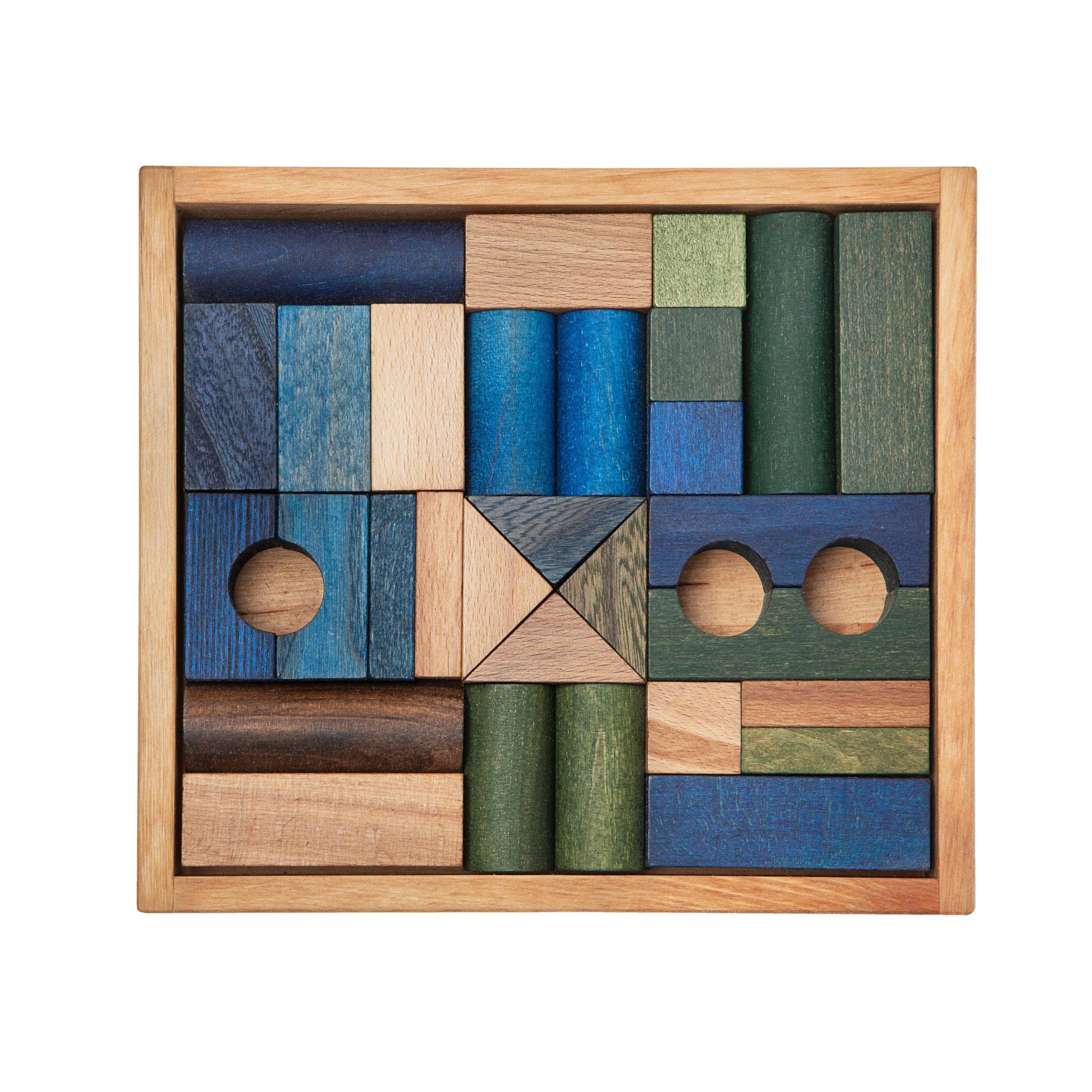 Houten Blokkenset | Koude Kleuren (30-delig) by Wooden Story