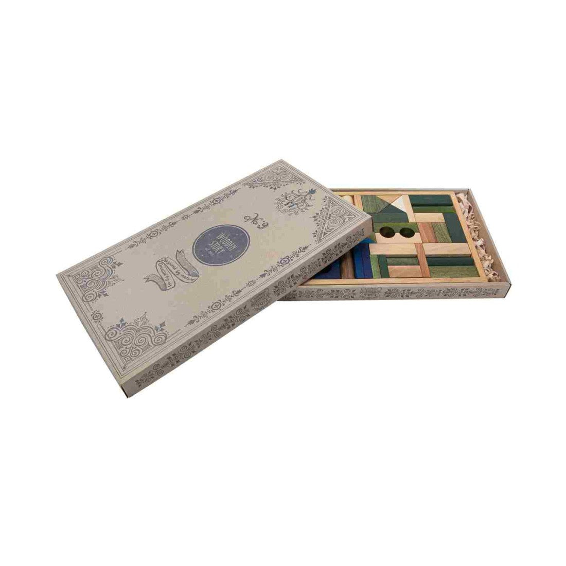 Houten Blokkenset | Koude Kleuren (54-delig) by Wooden Story