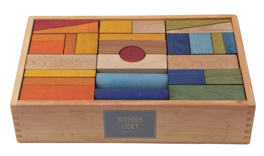 Houten Blokkenset | Kleurrijk (63-delig) by Wooden Story