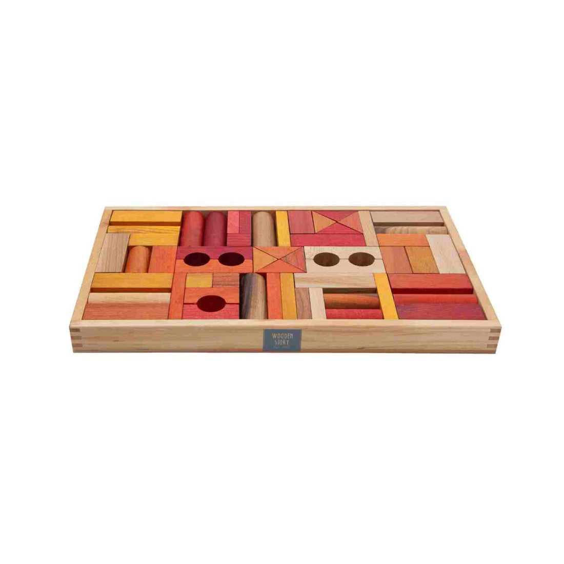 Houten Blokkenset | Warme Kleuren (54-delig) by Wooden Story