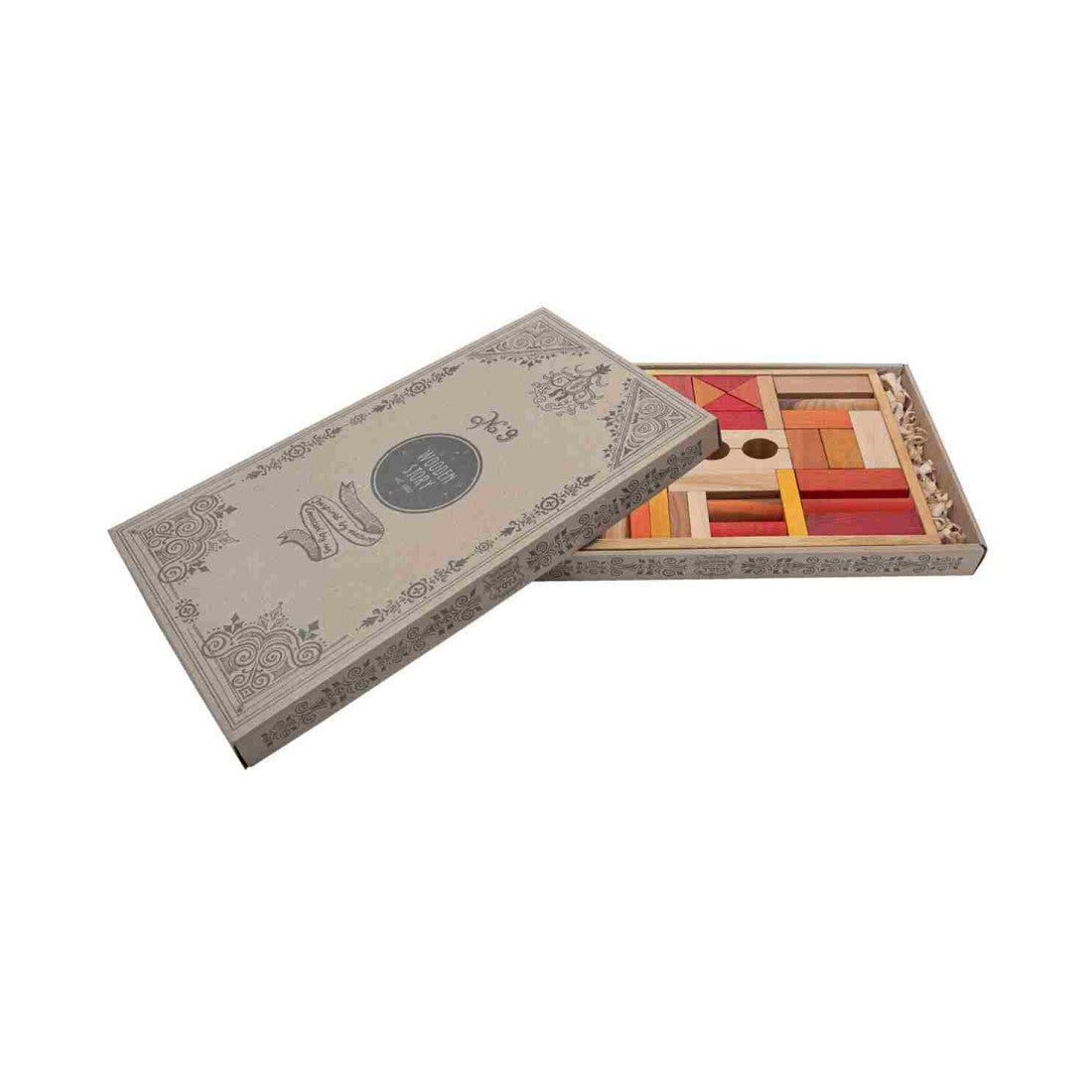 Houten Blokkenset | Warme Kleuren (54-delig) by Wooden Story