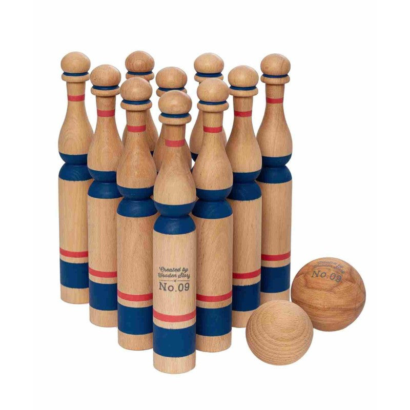 Houten Bowling Set | Blauw by Wooden Story