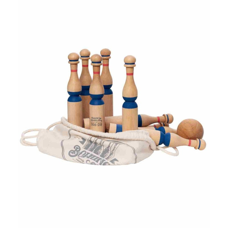 Houten Bowling Set | Blauw by Wooden Story