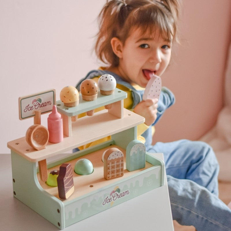 Houten Ijscokraam Speelset Met Kindervitrine Kinderen by Woopie Let's Go Green
