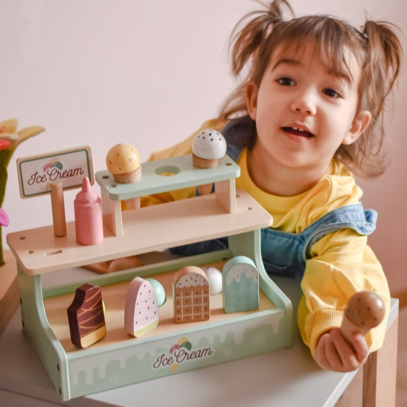 Houten Ijscokraam Speelset Met Kindervitrine Kinderen by Woopie Let's Go Green