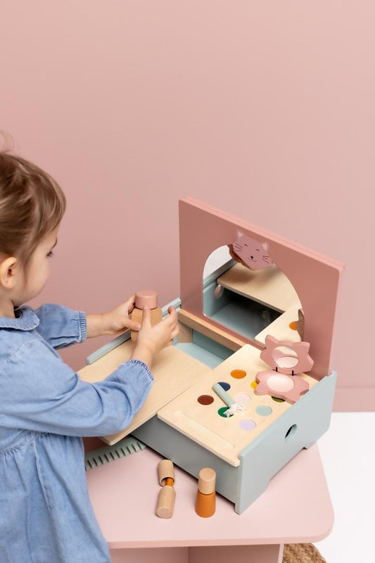 Houten Make-up Tafel Kindervriendelijk Met Spiegel by Trixie Baby