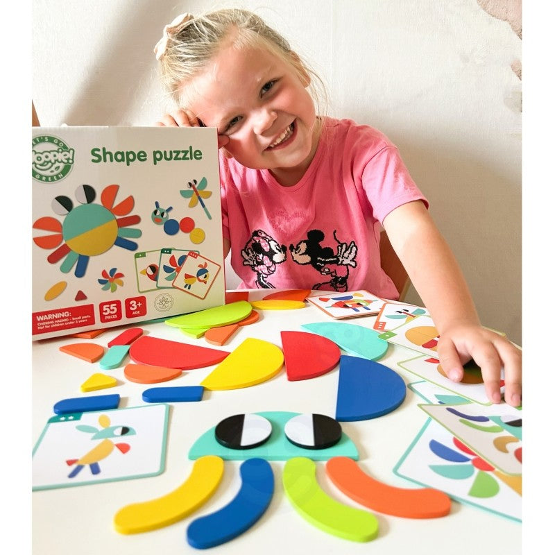 Montessori Houten Puzzel Vormpuzzels Educatieve Speelset by Woopie Let's Go Green
