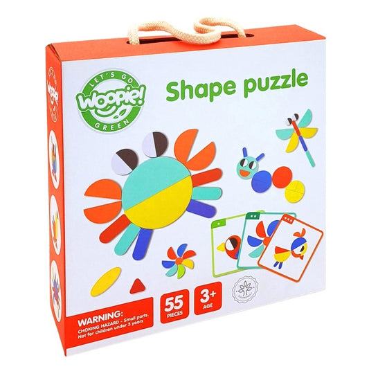 Montessori Houten Puzzel Vormpuzzels Educatieve Speelset by Woopie Let's Go Green