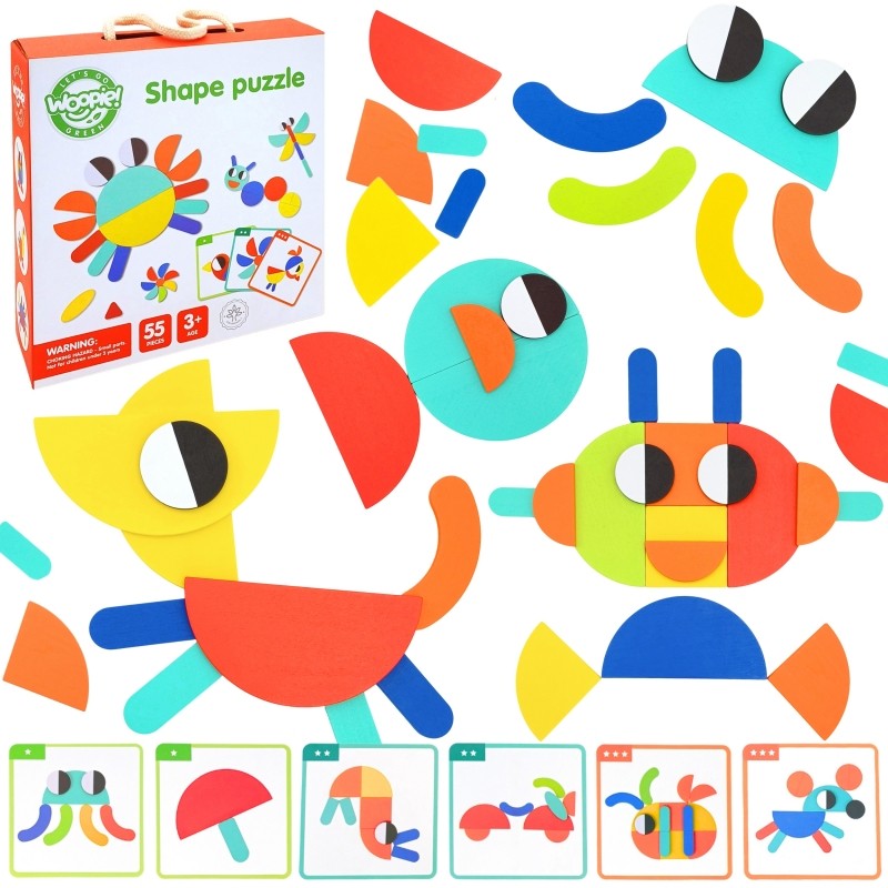 Montessori Houten Puzzel Vormpuzzels Educatieve Speelset by Woopie Let's Go Green