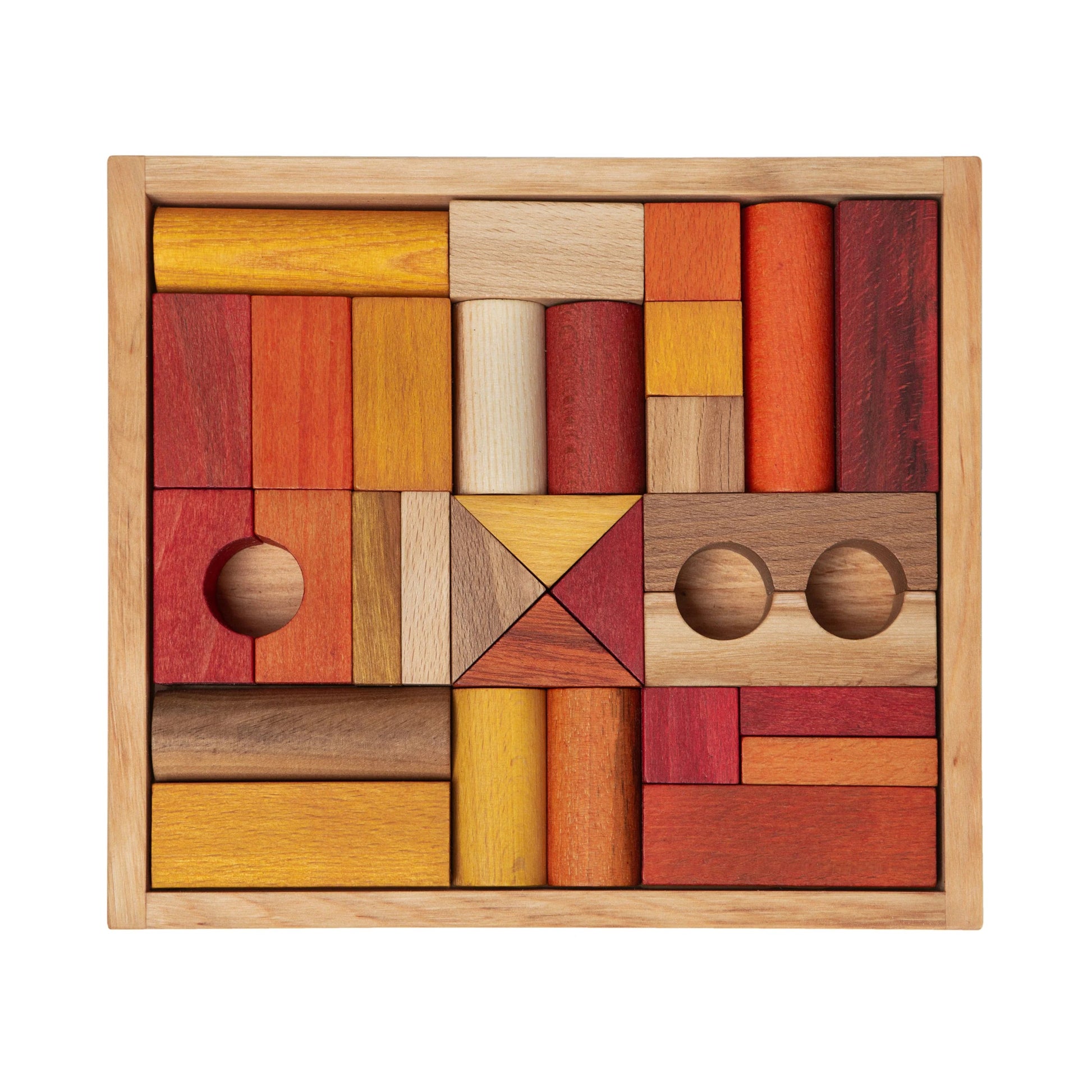 Houten Blokkenset | Warme Kleuren (30-delig) by Wooden Story