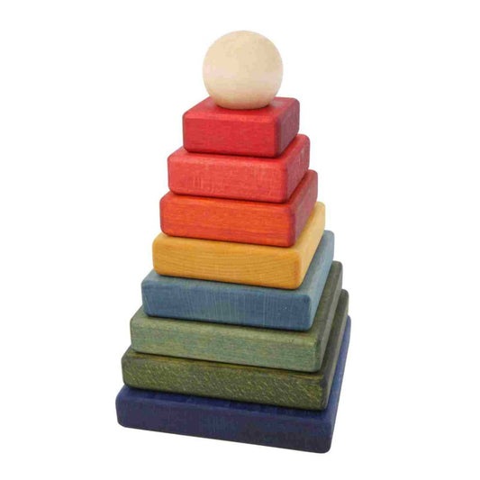 Houten Vierkante Piramide Kleurrijke Blokken Speelgoed by Wooden Story