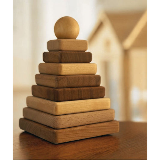 Houten Vierkante Piramide Naturel Speelgoed Educatief by Wooden Story