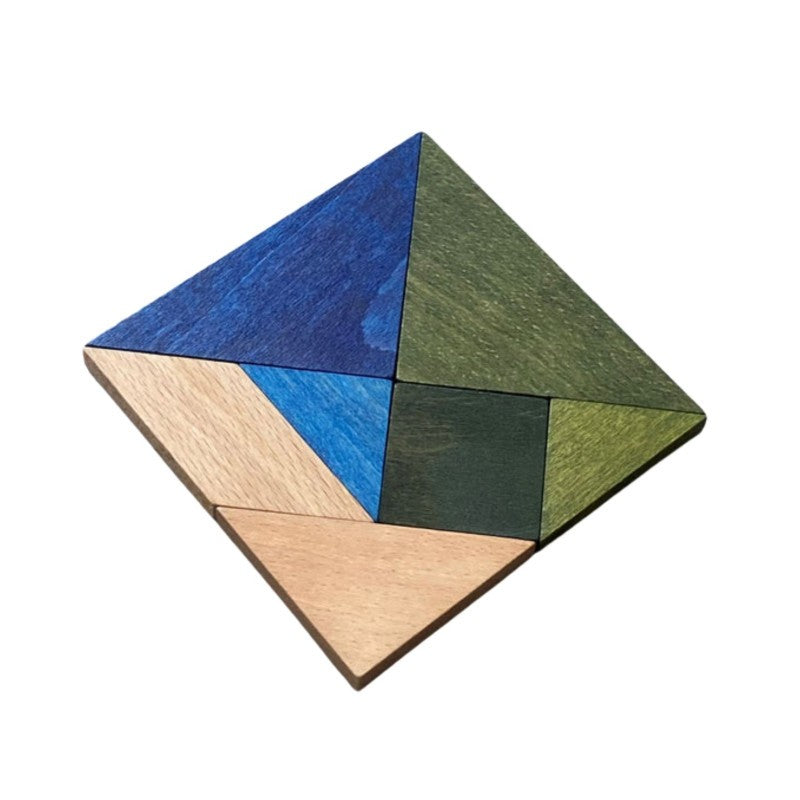 Houten Tangram Koele Kleuren Met Opbergzak Voor Kinderen by Wooden Story