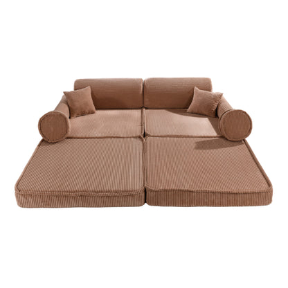 Modulaire Kinderbank Korduroy Poederroze Premium Zachte by MeowBaby