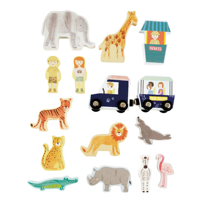 Houten Speelbox Dieren Jungle Reisbaar Vervoerbaar by Floss & Rock