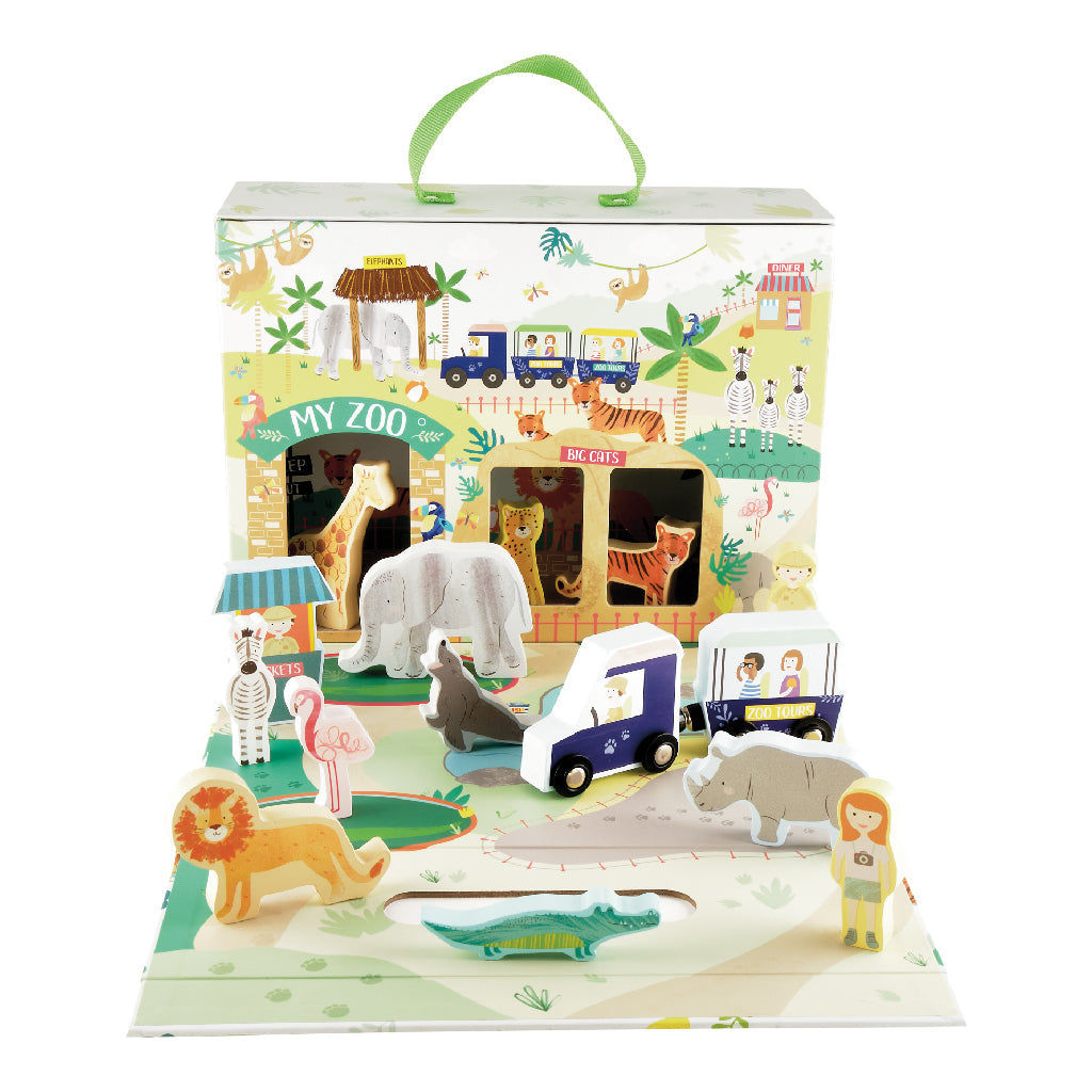Houten Speelbox Dieren Jungle Reisbaar Vervoerbaar by Floss & Rock