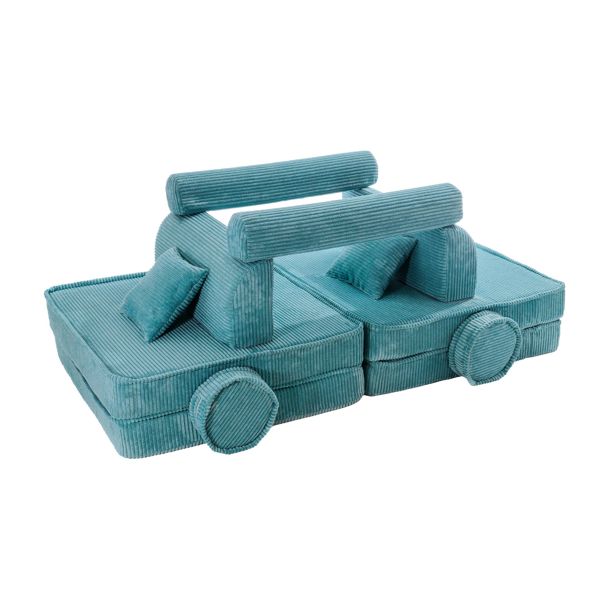 Modulaire Kindersofa Korduroy Turkooisblauw Luxe Comfort by MeowBaby