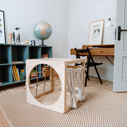 Houten Klimkubus Met Touwvenster Voor Kleuterplezier by Ette Tete
