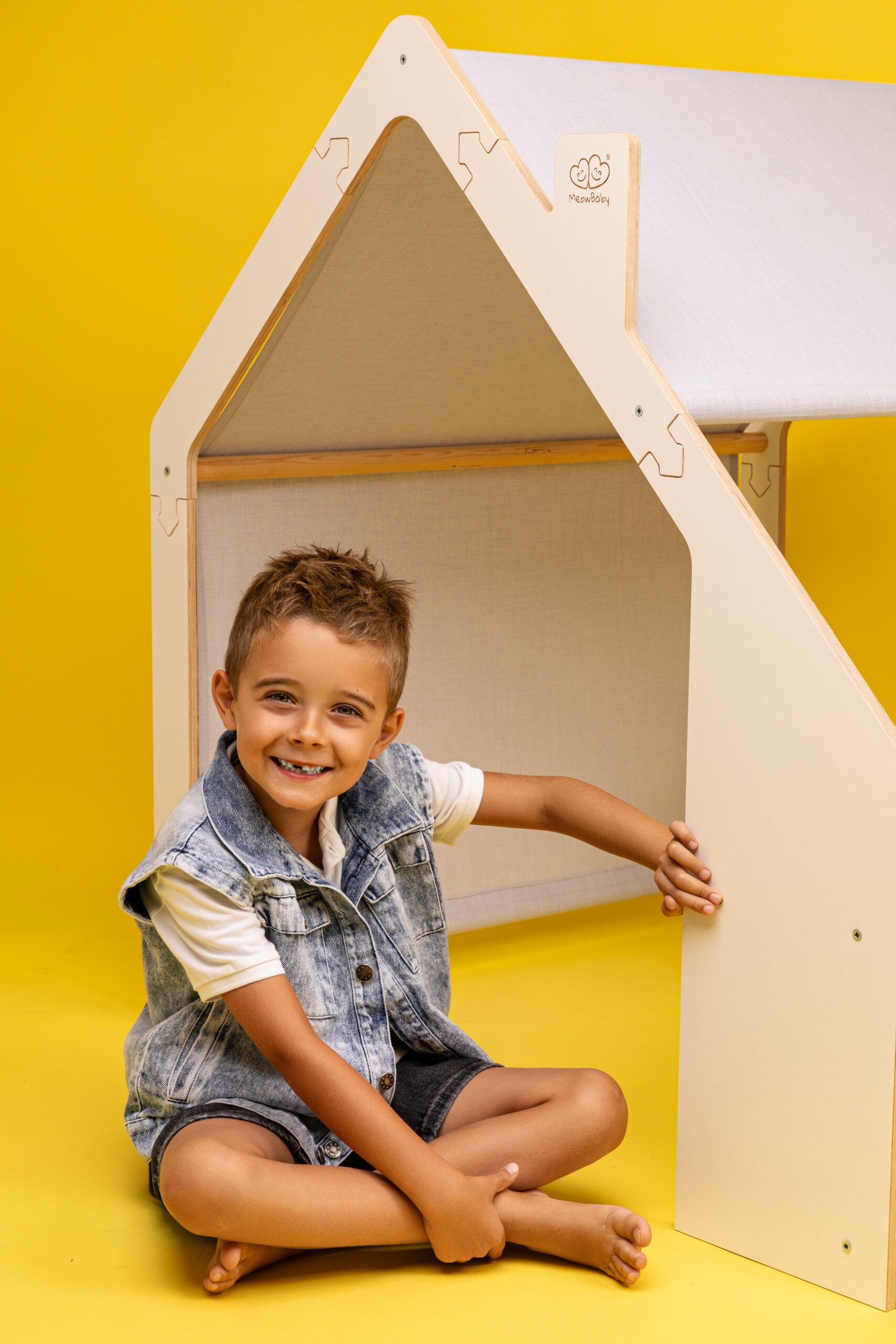 HoutenSpeel Speelhuis WitMet BlauweDak Decoratie Kinderen by MeowBaby