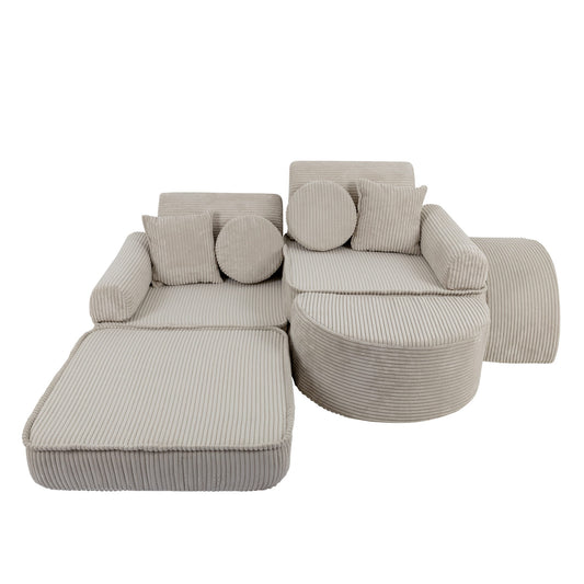 Modulair Kinderbankstel Comfortabel Ecru Zacht Bekleed by MeowBaby
