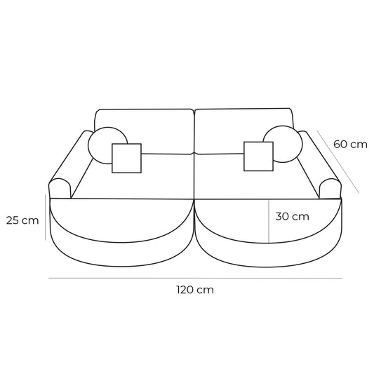Modulaire Kinderbank Slimcord Ecru Plus Kleurvariant by MeowBaby