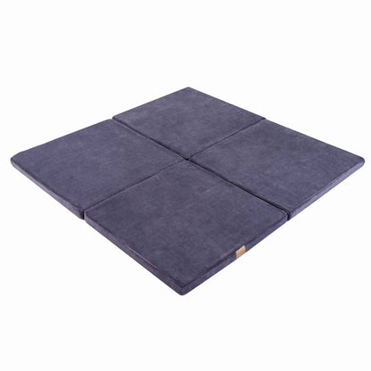 Speelmat Vierkant Blauw Grijs Fluweelweefsel Zacht by MeowBaby