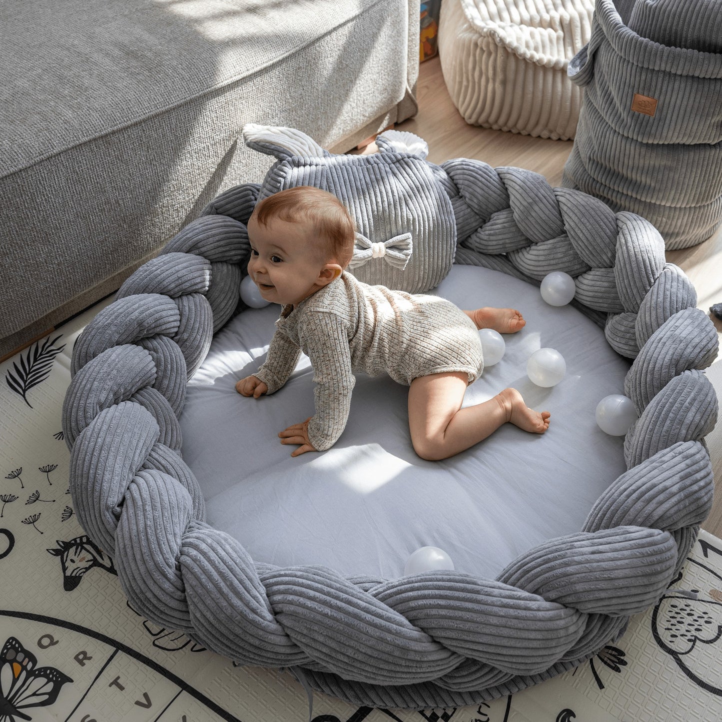Babynest & Speelmat met Bumper Vlecht