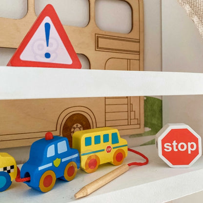 Houten Rijgblokken Auto Thema Ontwikkelend Speelgoed by Woopie Let's Go Green