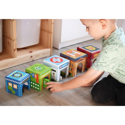 Houten Puzzel Kubus Voertuigen Educatief Interactief by Woopie Let's Go Green