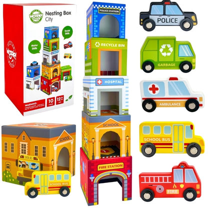 Houten Puzzel Kubus Voertuigen Educatief Interactief by Woopie Let's Go Green