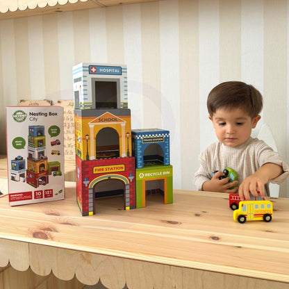 Houten Puzzel Kubus Voertuigen Educatief Interactief by Woopie Let's Go Green