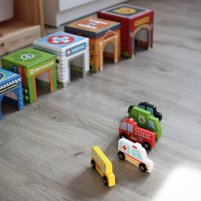Houten Puzzel Kubus Voertuigen Educatief Interactief by Woopie Let's Go Green