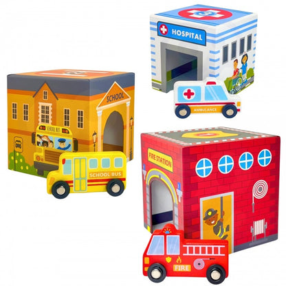 Houten Puzzel Kubus Voertuigen Educatief Interactief by Woopie Let's Go Green