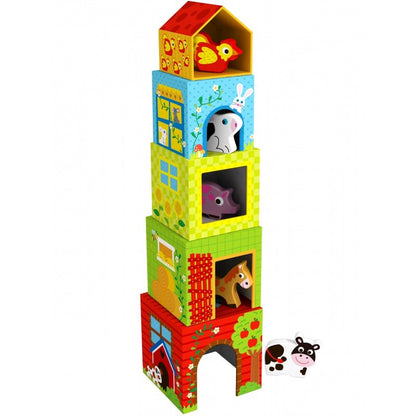 Houten Kubuspuzzel Dierenboerderij Educatieve Speelplezier by Woopie Let's Go Green