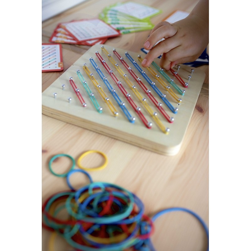 Houten Geoplan Puzzel Met Elastiek Patronen Kleurrijk by Woopie Let's Go Green
