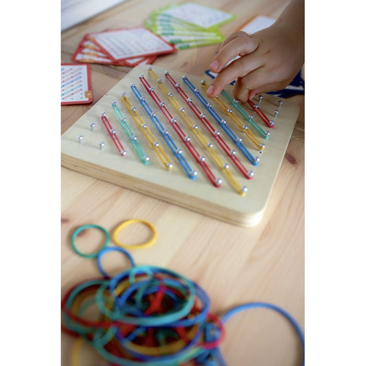 Houten Geoplan Puzzel Met Elastiek Patronen Kleurrijk by Woopie Let's Go Green