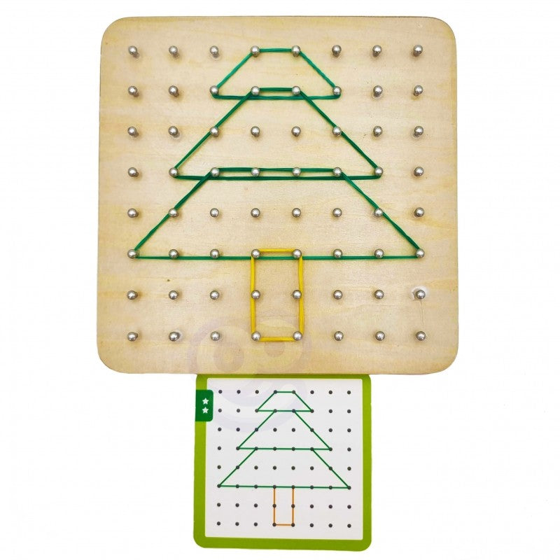 Houten Geoplan Puzzel Met Elastiek Patronen Kleurrijk by Woopie Let's Go Green