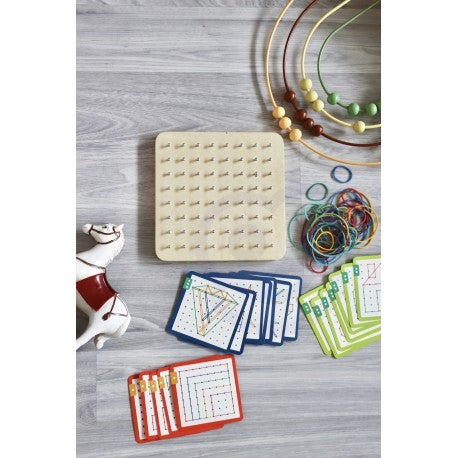 Houten Geoplan Puzzel Met Elastiek Patronen Kleurrijk by Woopie Let's Go Green