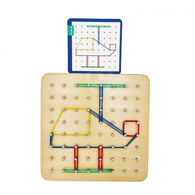 Houten Geoplan Puzzel Met Elastiek Patronen Kleurrijk by Woopie Let's Go Green